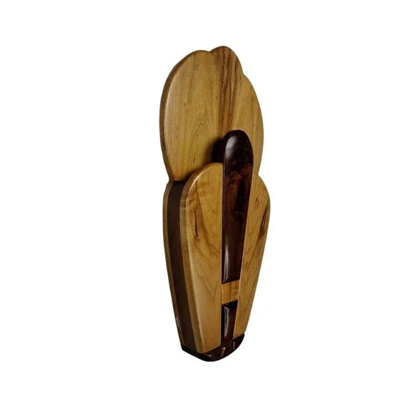 VTG Art Deco Wooden Wall Pocket Planter Boho Rustic Flowerpot Wall Mounted